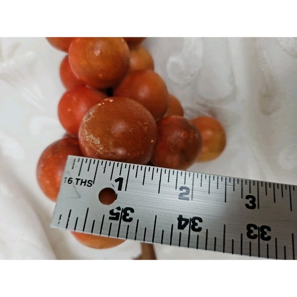 Vintage MCM Italian Alabaster Grape Cluster Orange Stone w/Wood Stem Mid-Mod 11" - Picture 10 of 10